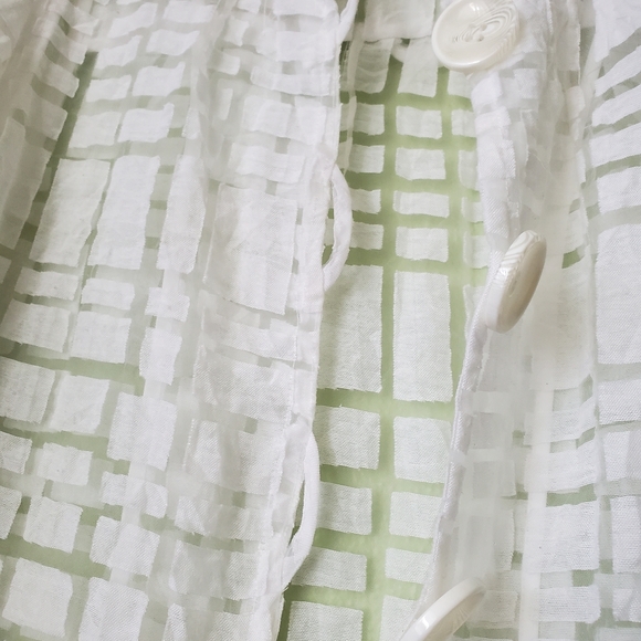 Multiples White Semi Sheer 3/4 sleeve light jacket marble buttons size Small - Picture 6 of 8